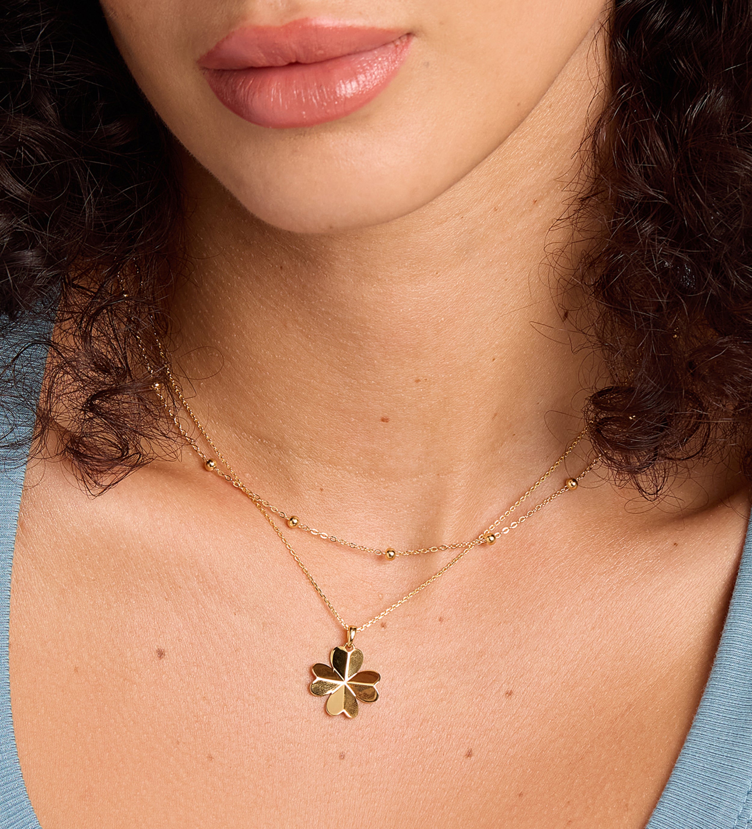 Dotted Chain Necklace in Gold