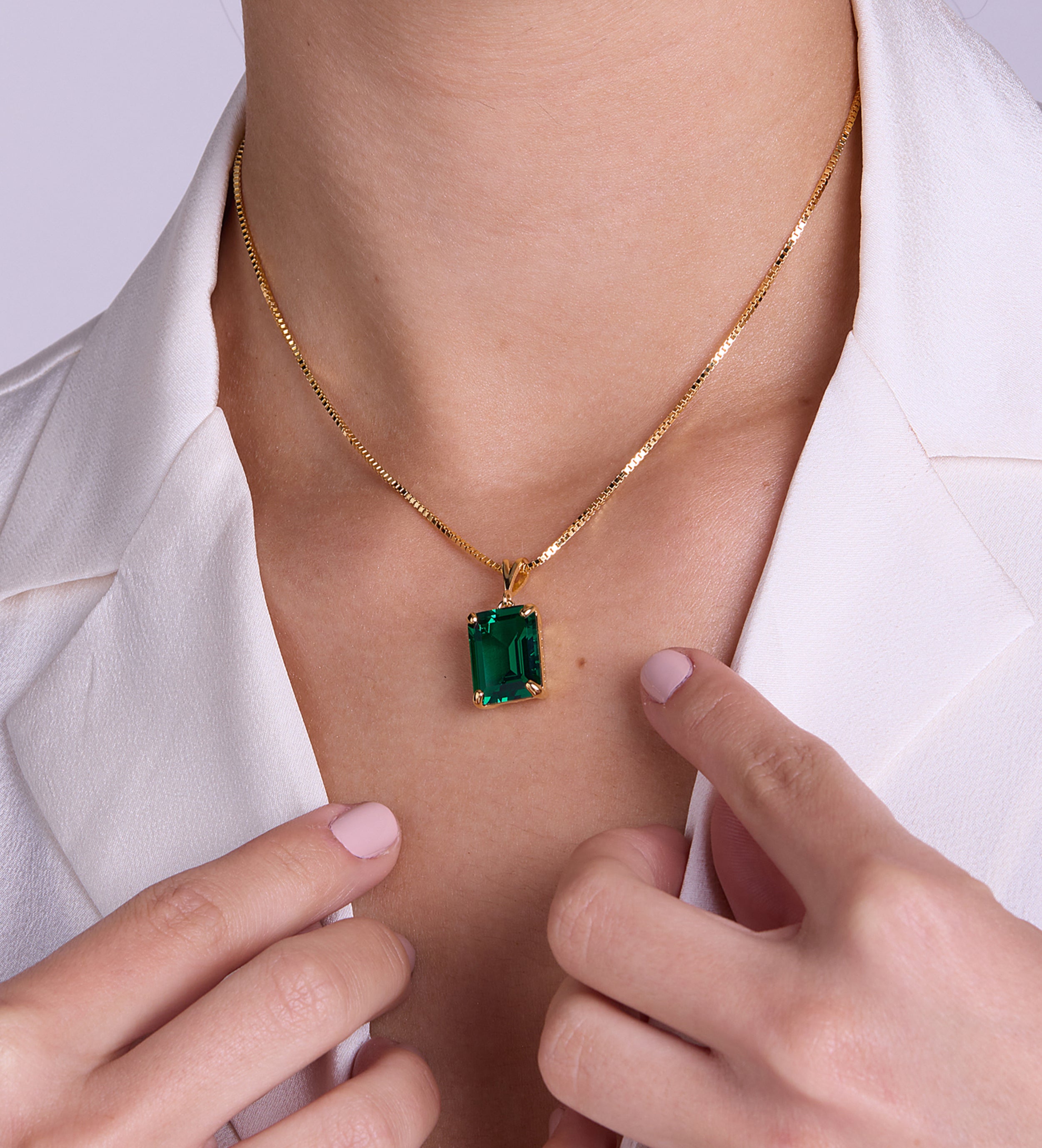 Emerald Cut Pendant Necklace in Gold