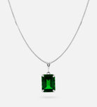 Emerald Cut Pendant Necklace in Silver