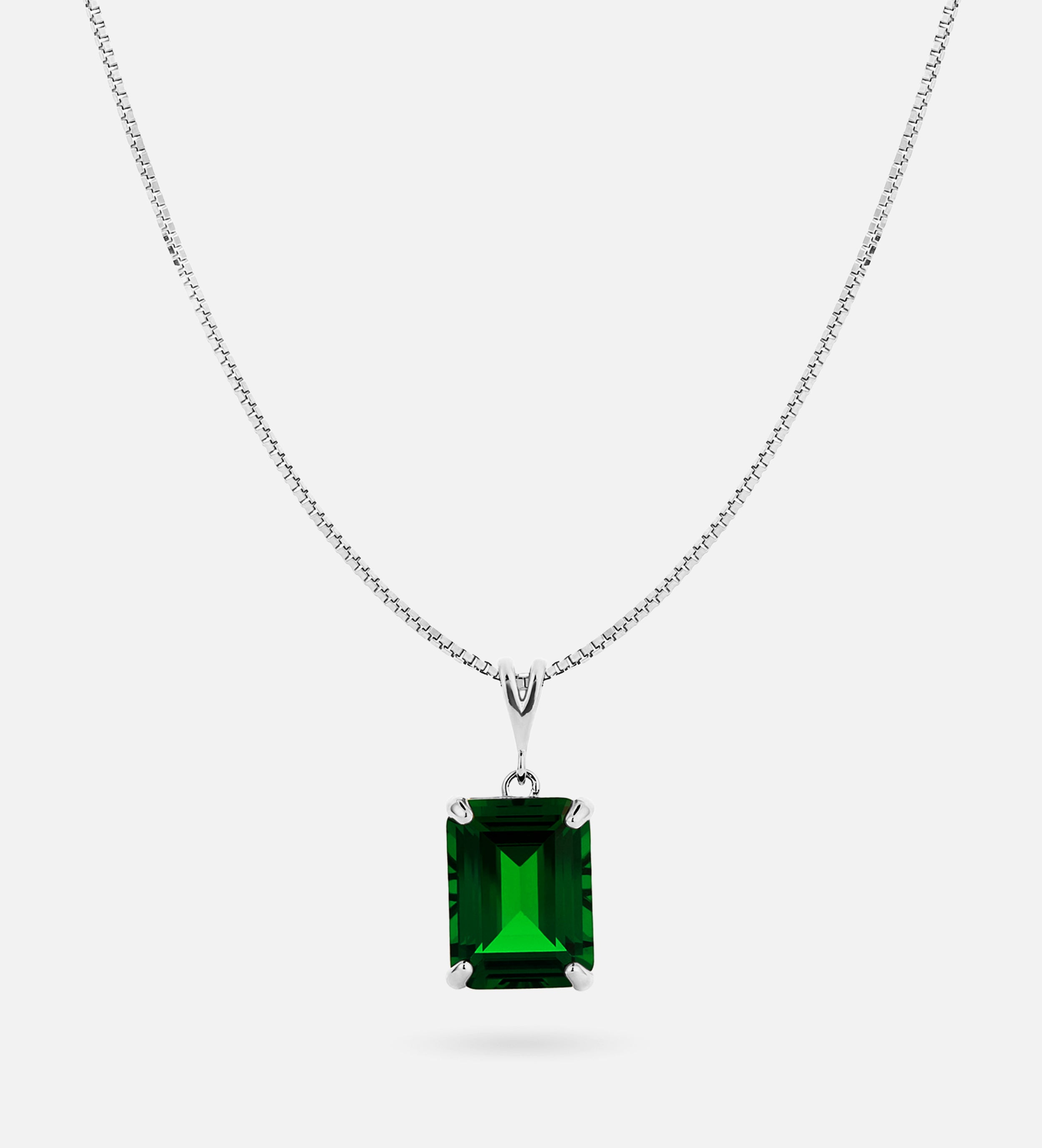 Emerald Cut Pendant Necklace in Silver