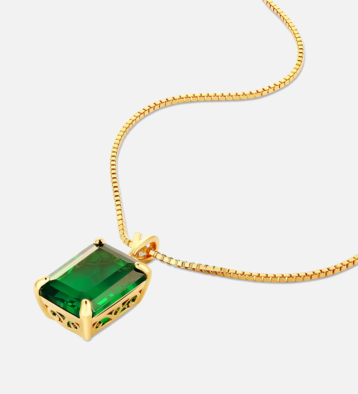 Emerald Cut Pendant Necklace in 18k Gold Plating on 925 Silver - Ash & Harry