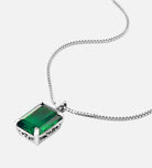 Emerald Cut Pendant Necklace in Silver