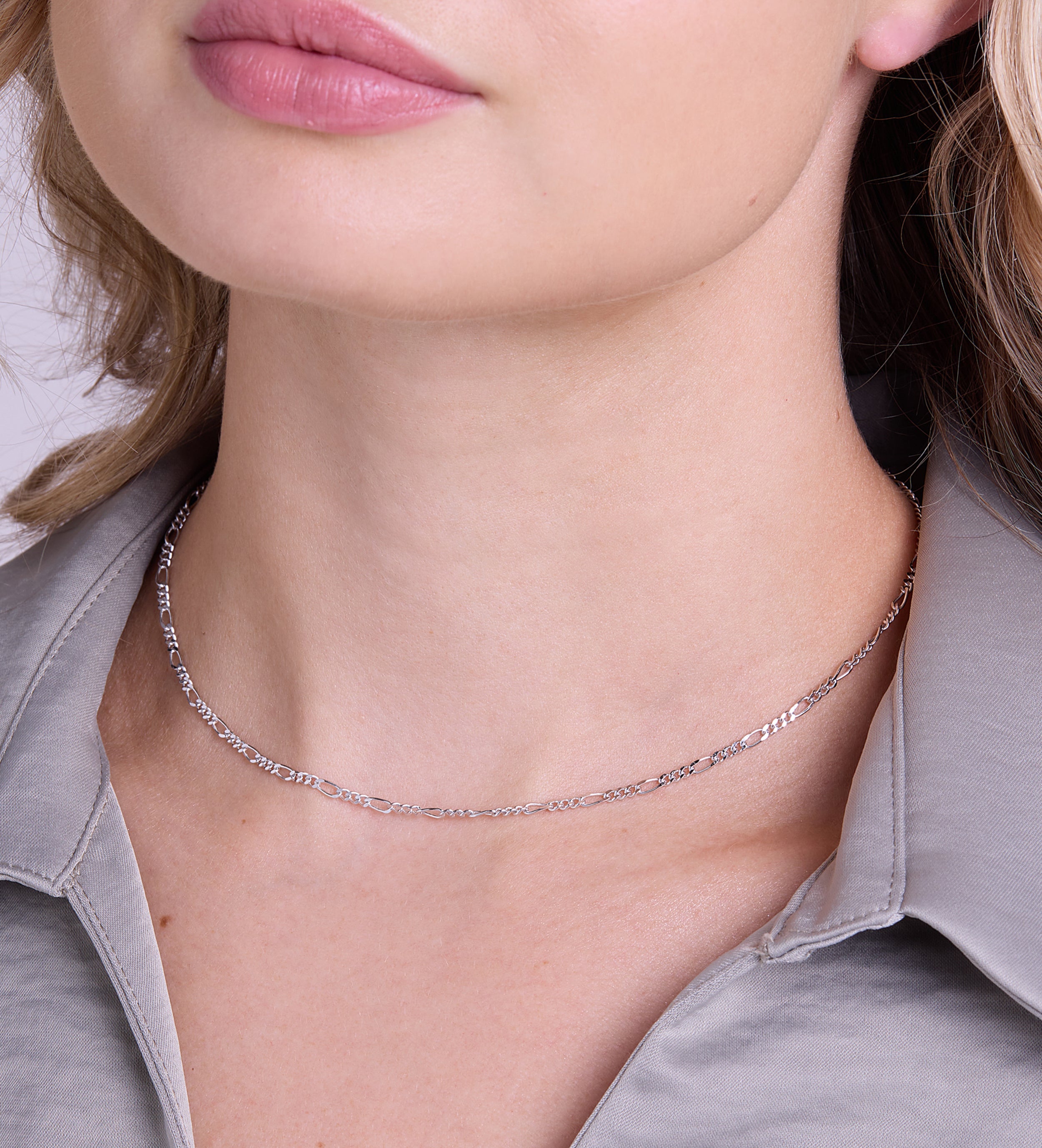 Figaro Chain Necklace in Silver