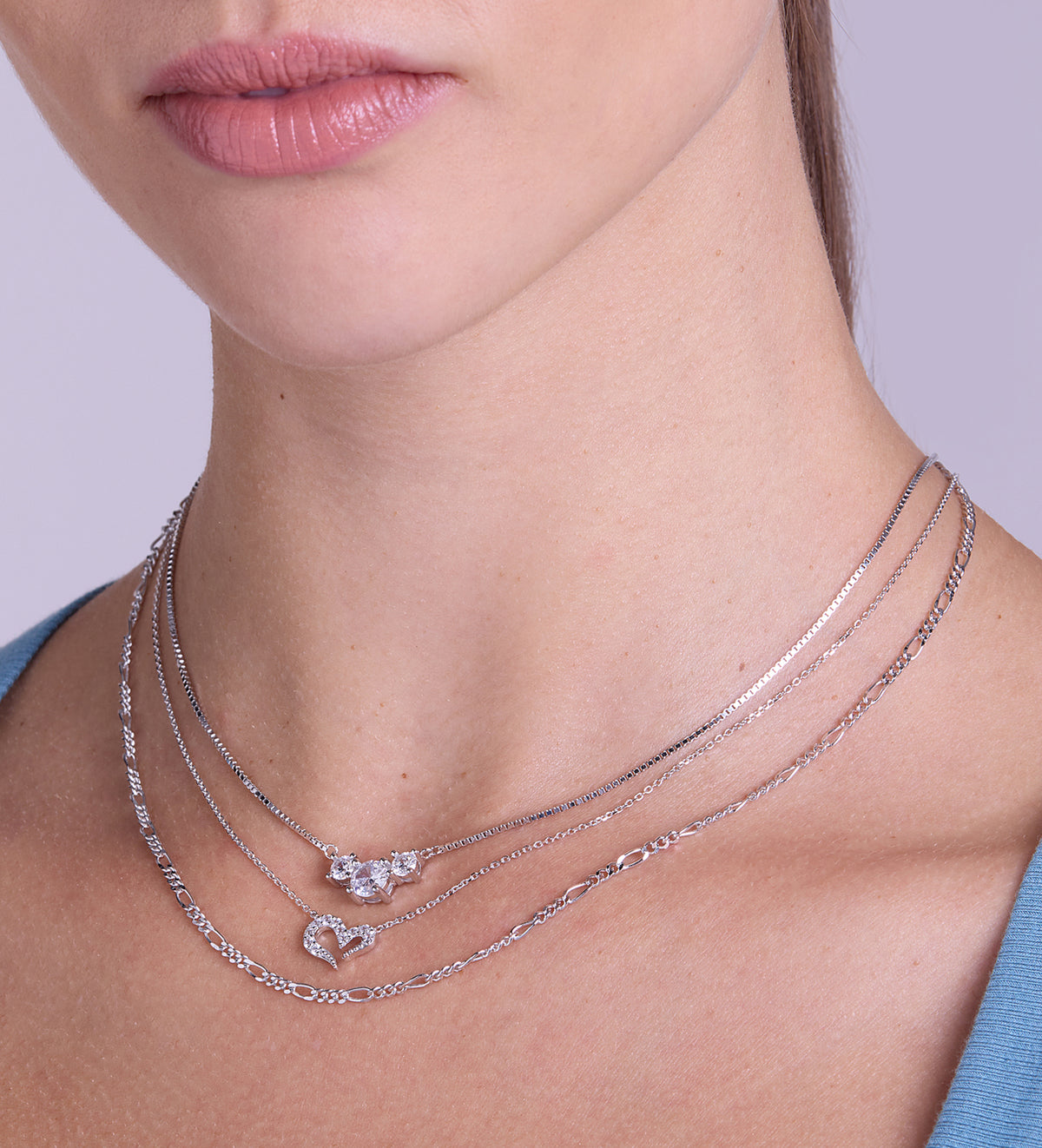 Figaro Chain Necklace in Rhodium Plating on 925 Silver - Ash & Harry