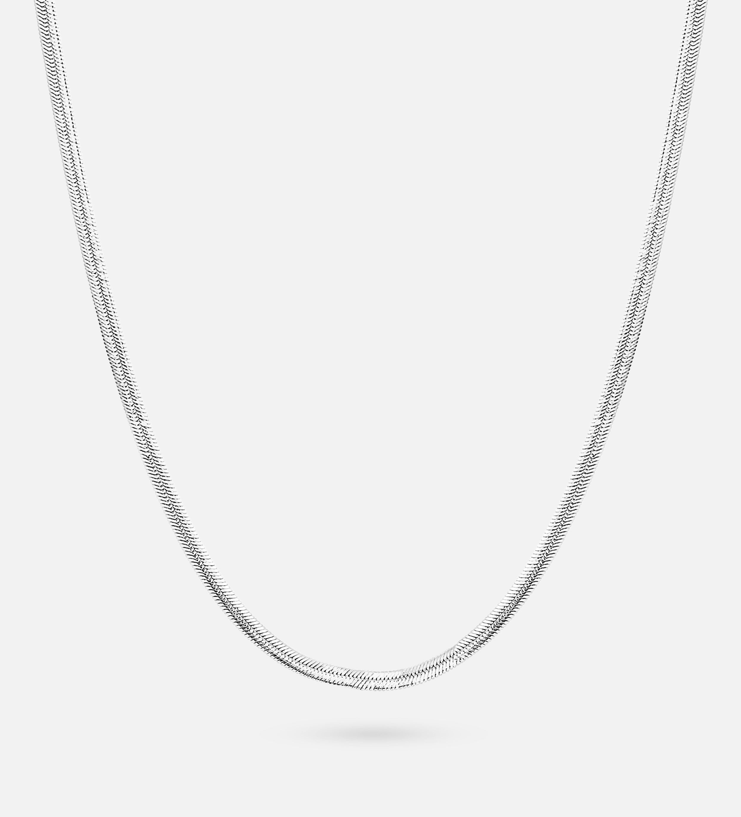 Herringbone Necklace in Silver