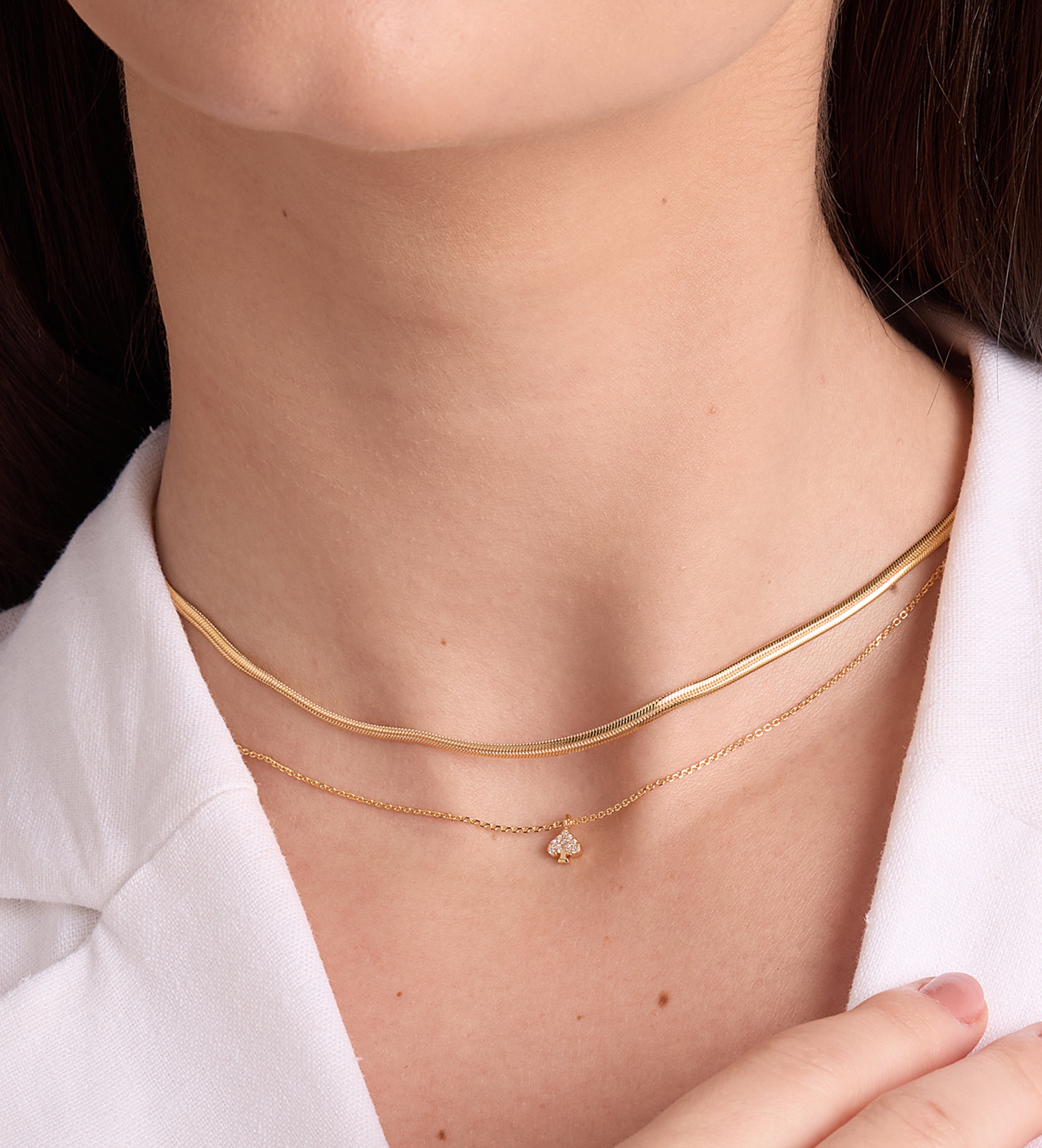 Herringbone Necklace in Gold