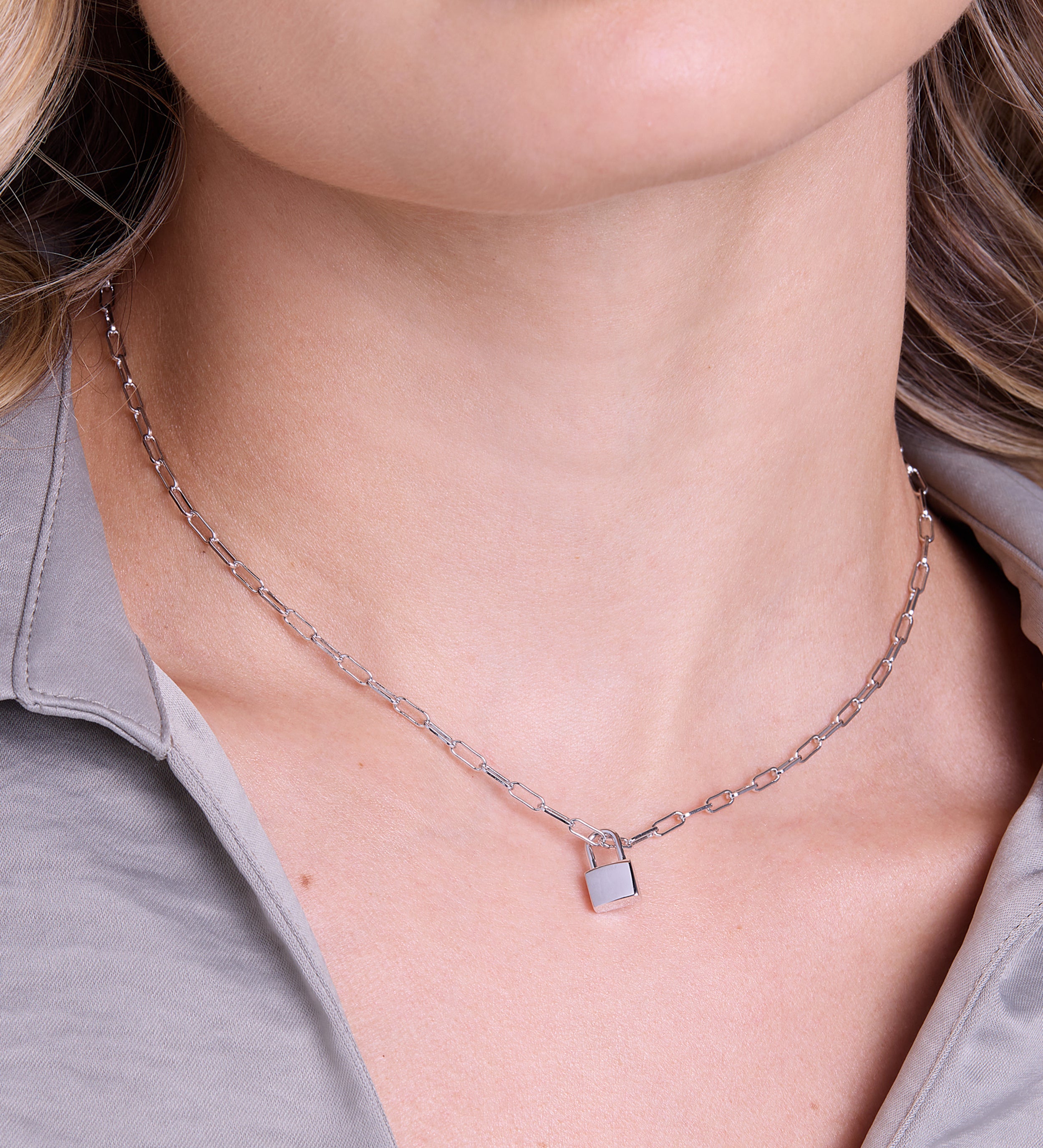 Lock Necklace in Silver