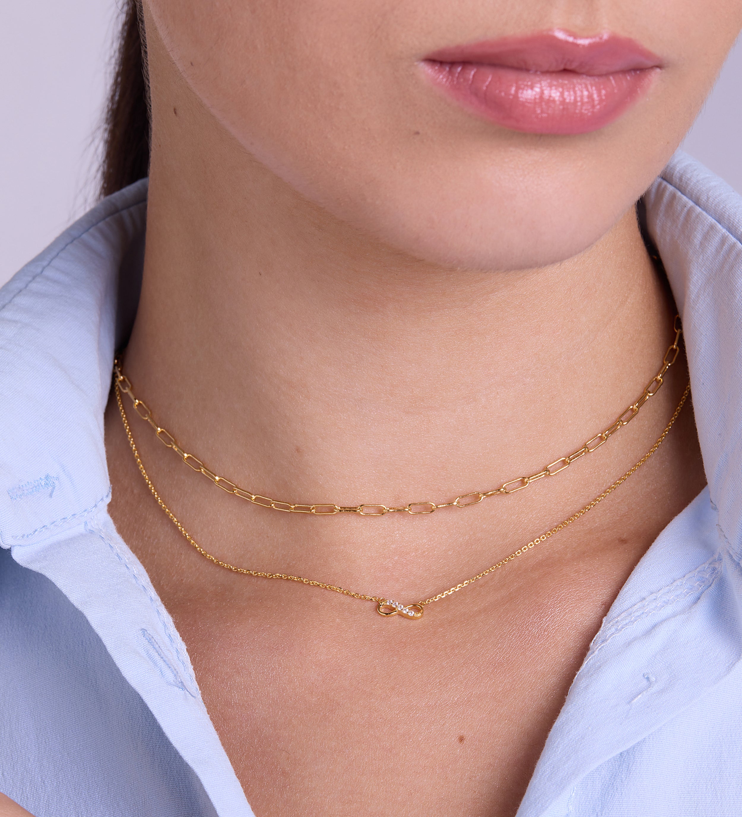 Mini Infinity Pave Necklace in Gold