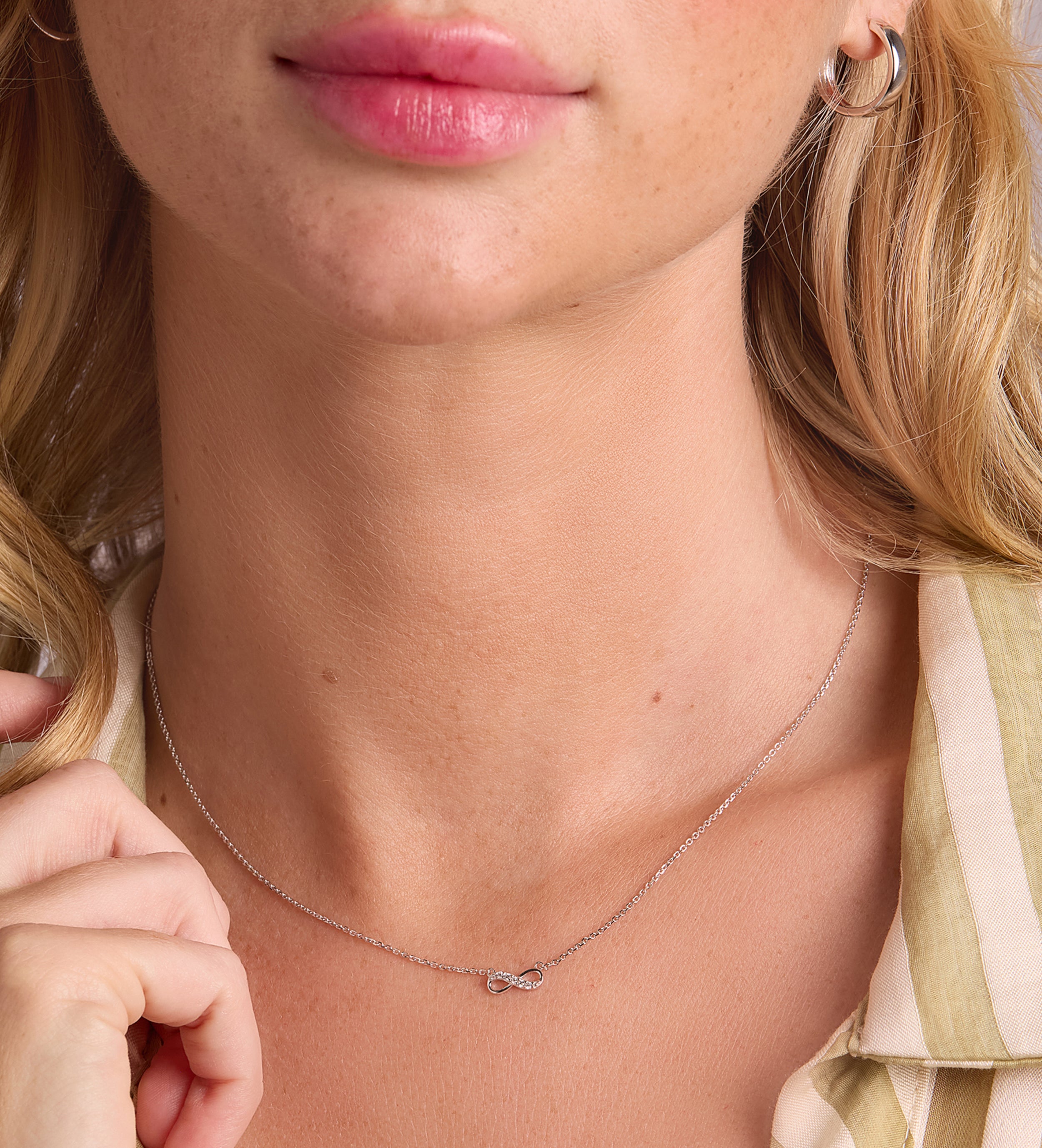 Mini Infinity Pave Necklace in Silver