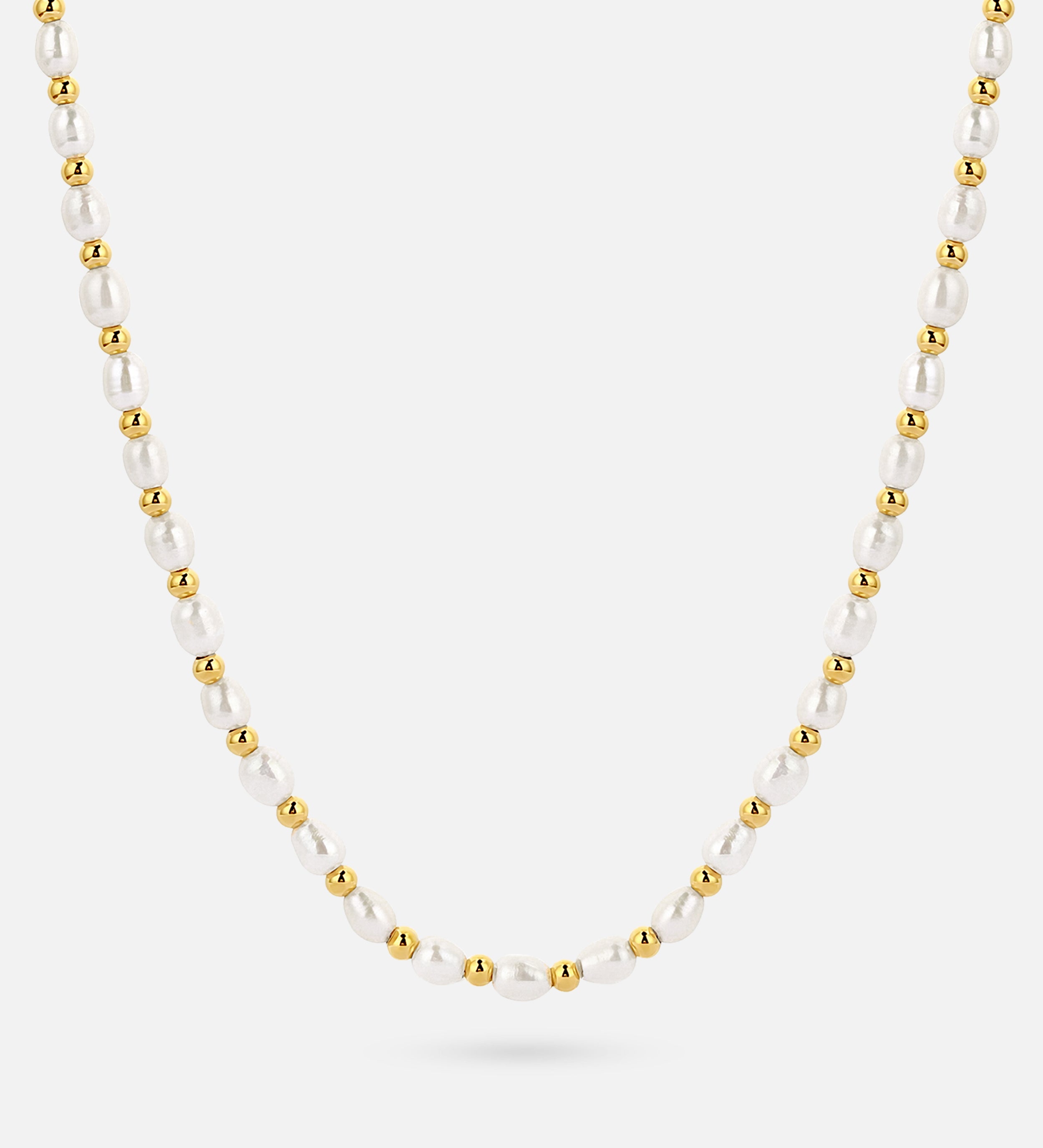 Pearl Beaded Necklace in Gold