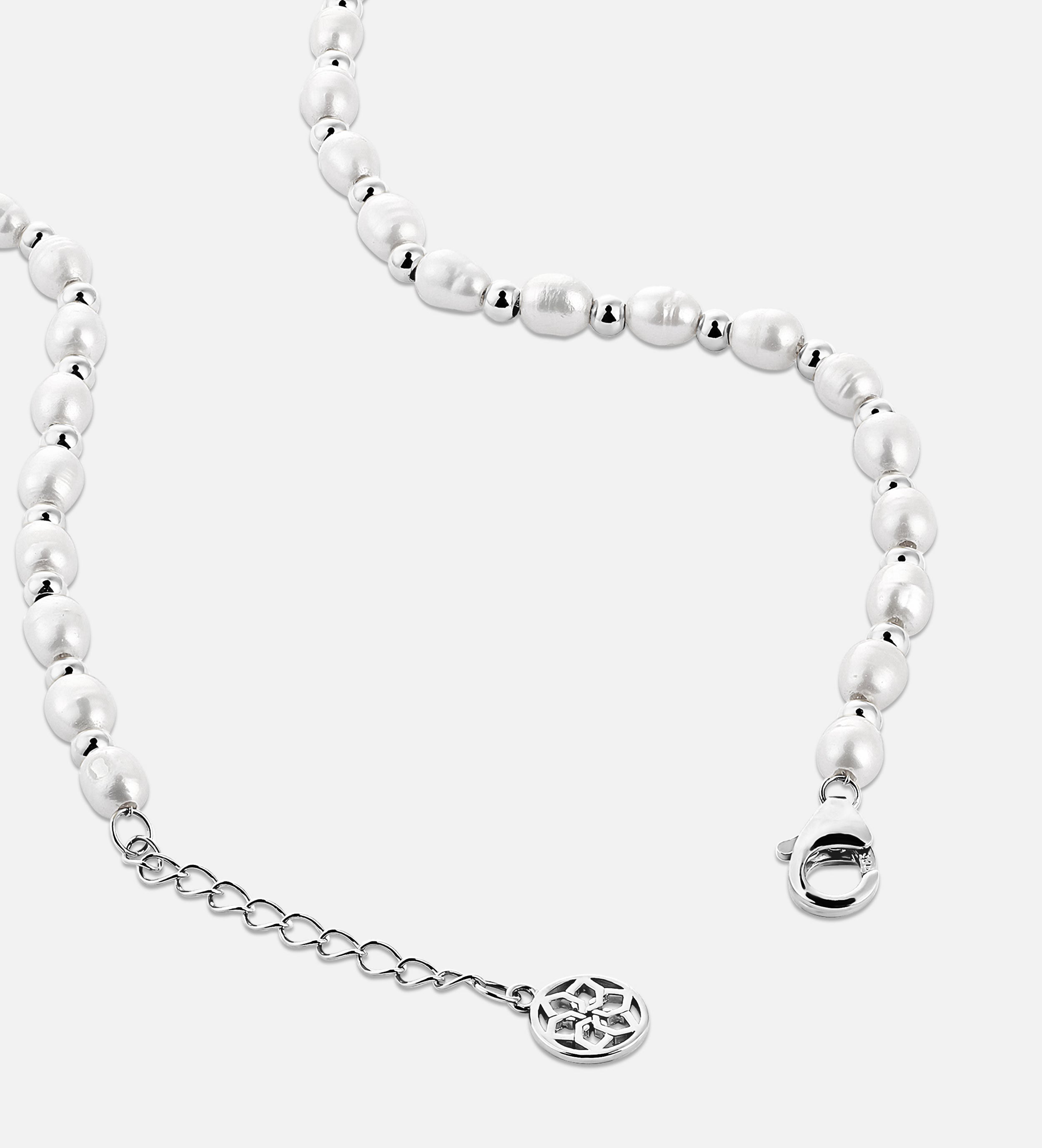 Pearl Beaded Necklace in Silver