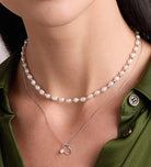 Pearl Beaded Necklace in Silver