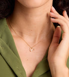 Pearl Heart Embrace Necklace in Gold