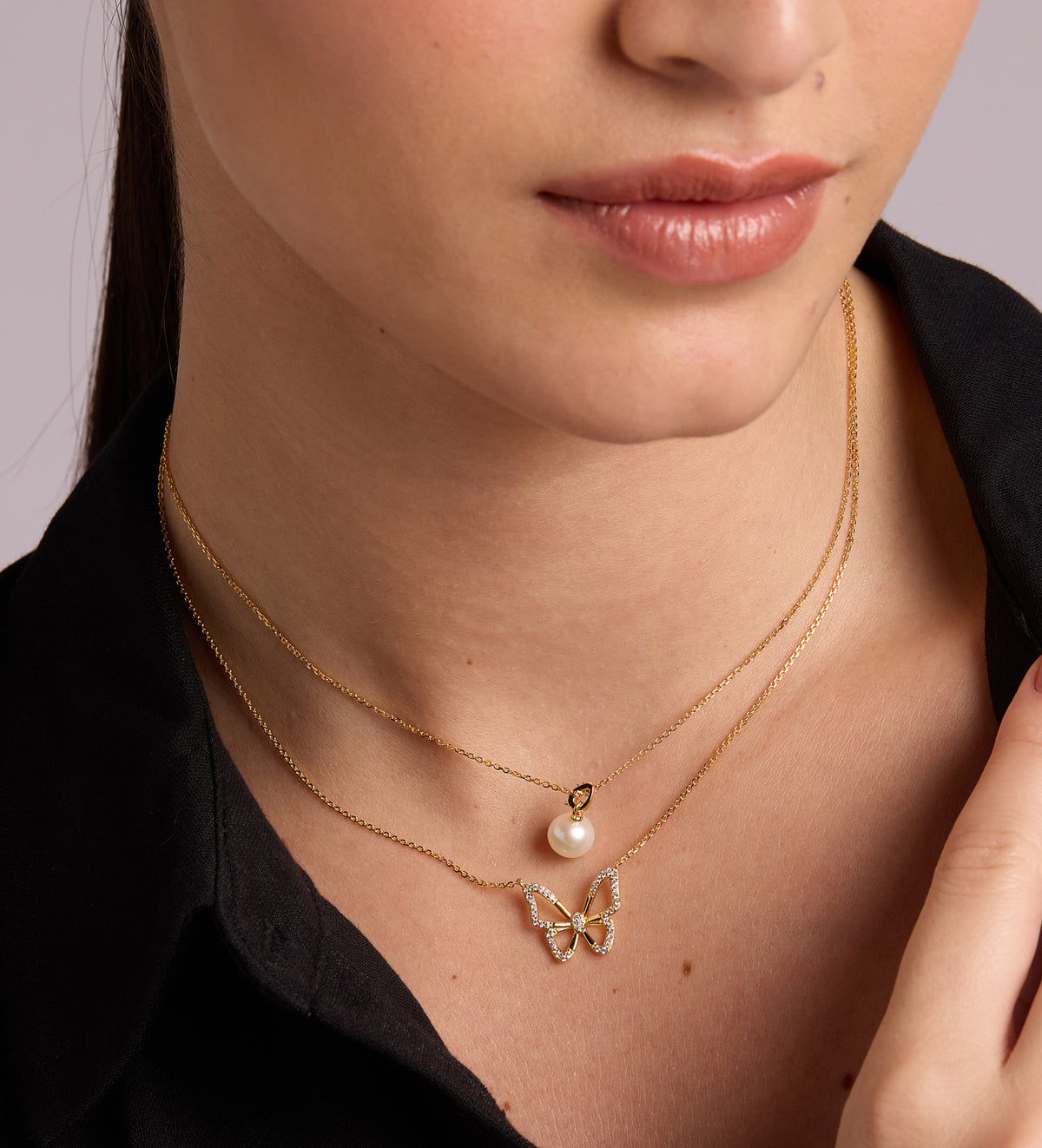 Pave Butterfly Silhouette Necklace in 18k Gold Plating on 925 Silver - Ash & Harry