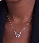 Pave Butterfly Silhouette Necklace in Silver