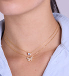 Pave Butterfly Necklace in Gold