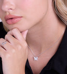 Pave Butterfly Necklace in Silver