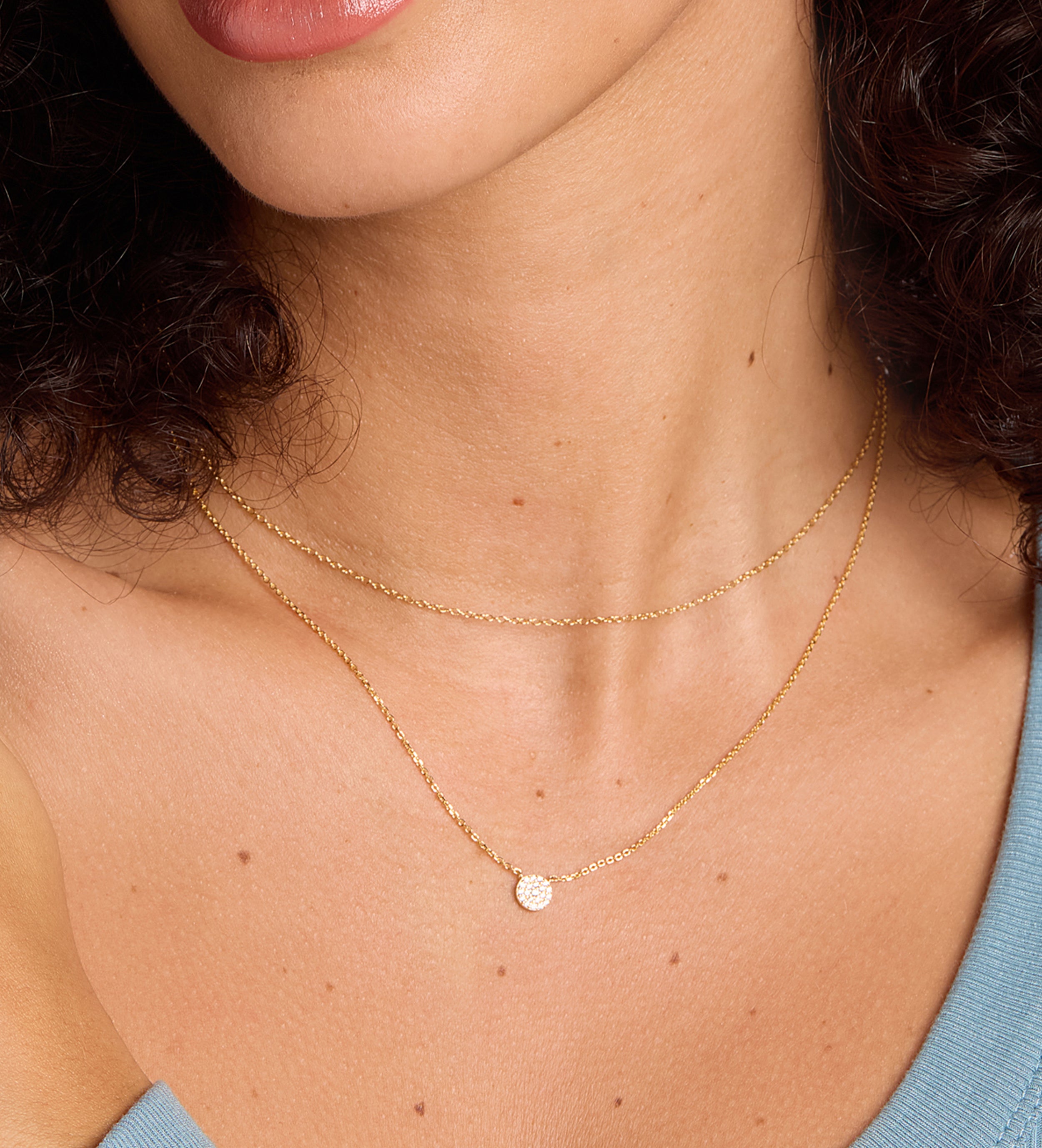 Round Pave Cluster Necklace in Gold