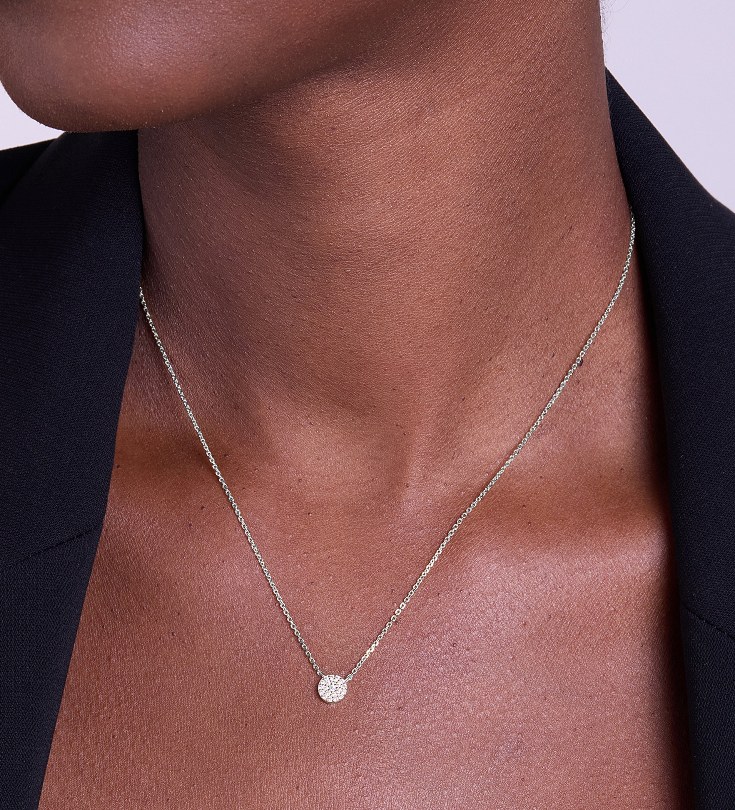 Round Pave Cluster Necklace in Silver