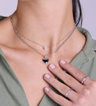 Round Pave Cluster Necklace in Silver