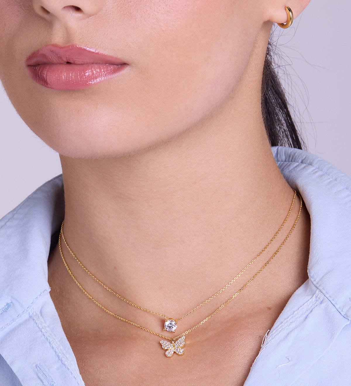 Solitaire Pendant Necklace in 18k Gold Plating on 925 Silver - Ash & Harry