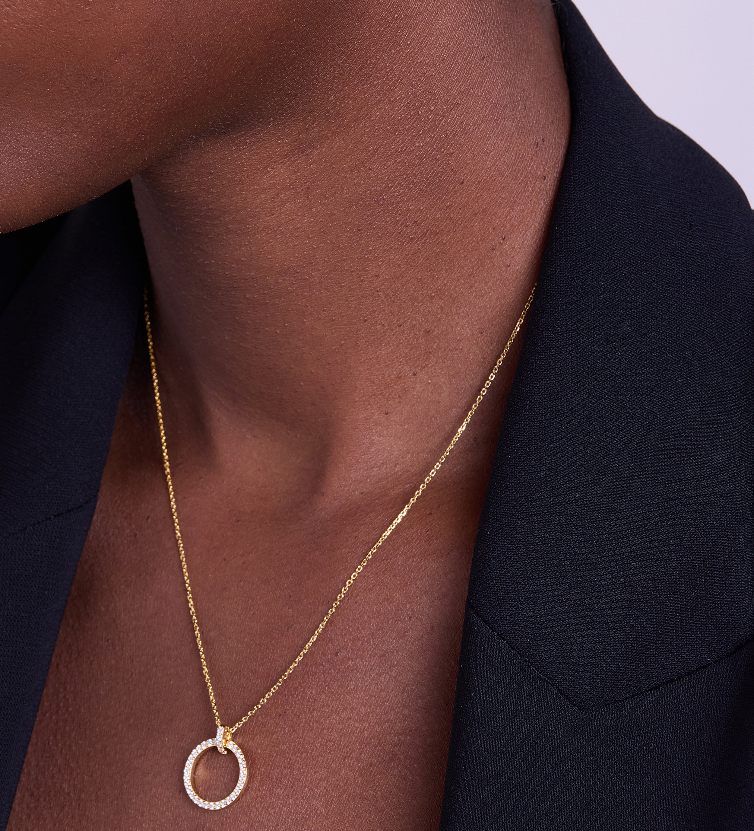 Gemstone Ring Necklace in Gold