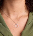 Gemstone Ring Necklace in Silver