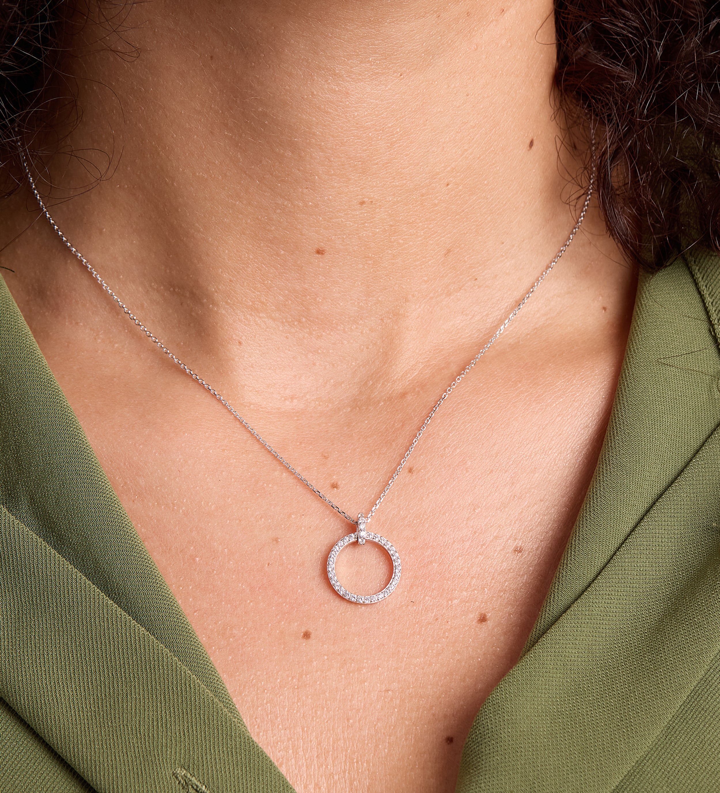 Gemstone Ring Necklace in Silver