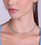 Gemstone Ring Necklace in Silver