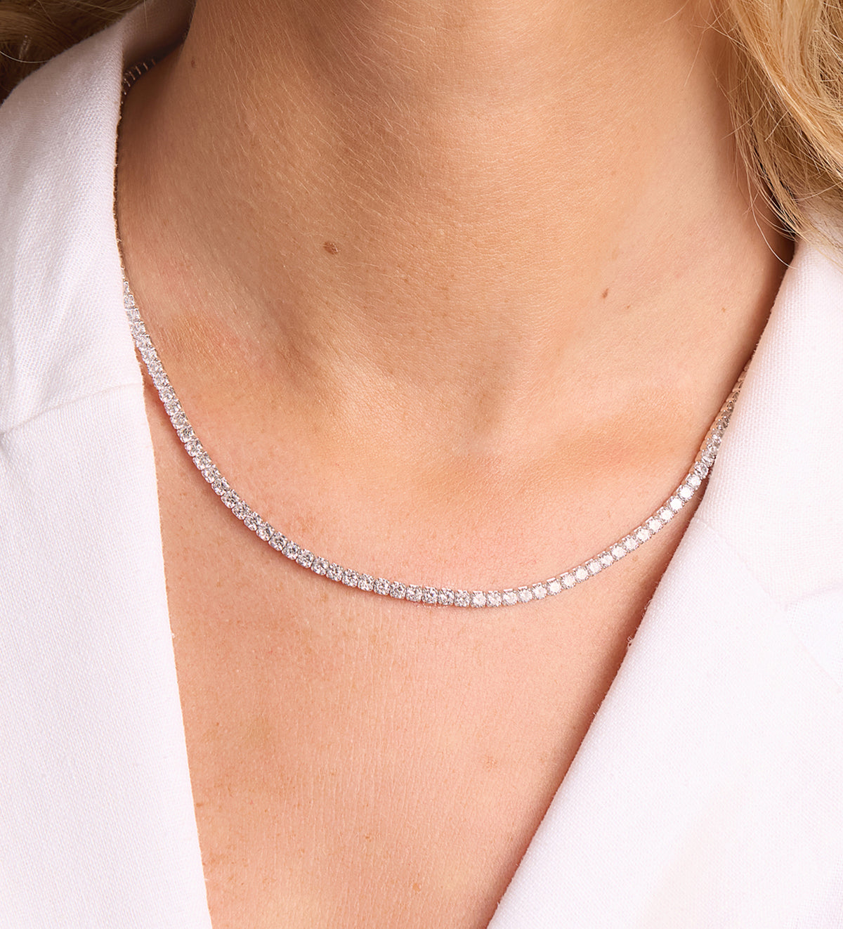 Tennis Necklace in Rhodium Plating on 925 Silver - Ash & Harry