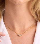 Triple Stone Pendant Necklace in Gold