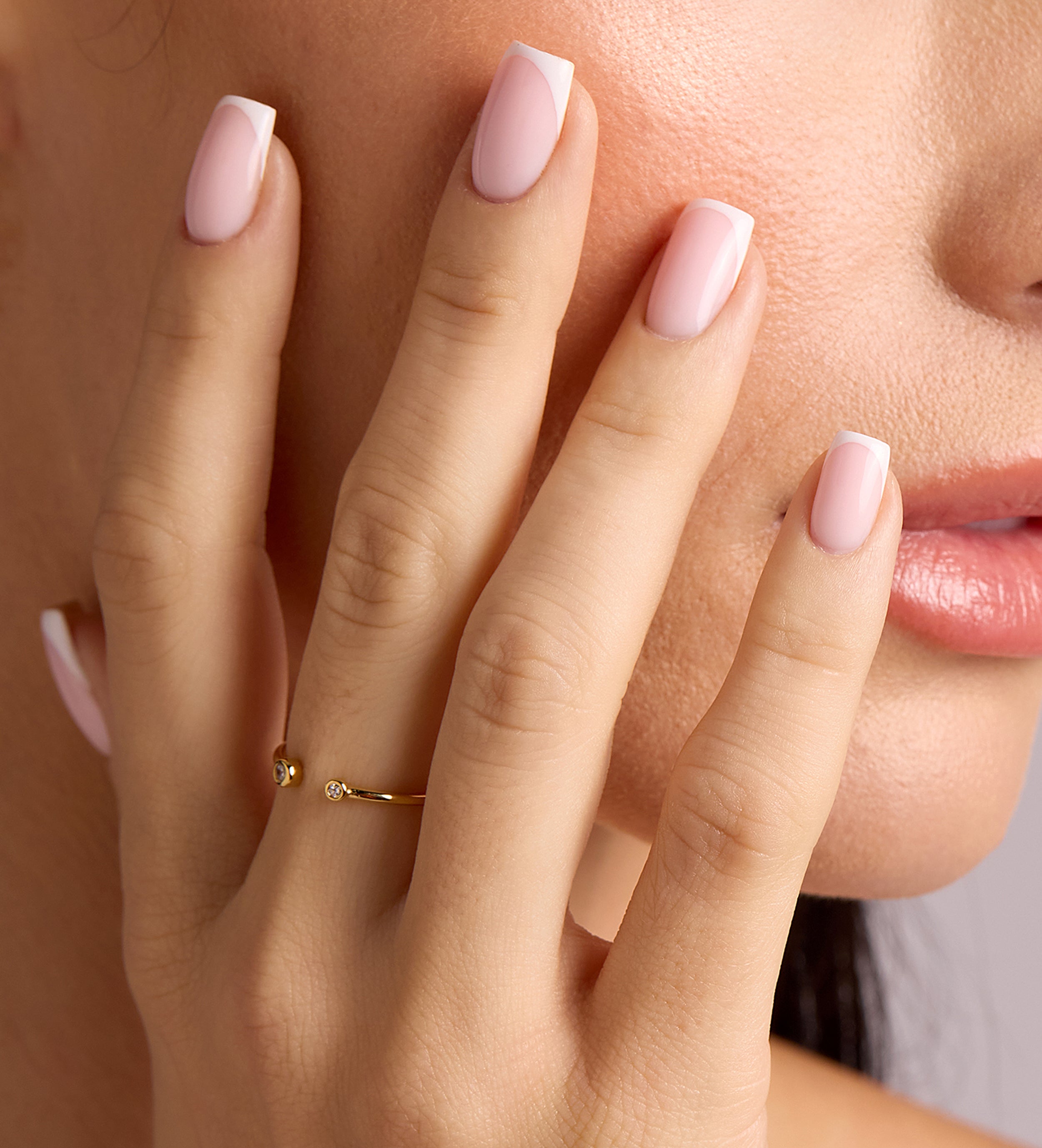 Two Stone Open Bezel Ring in Gold