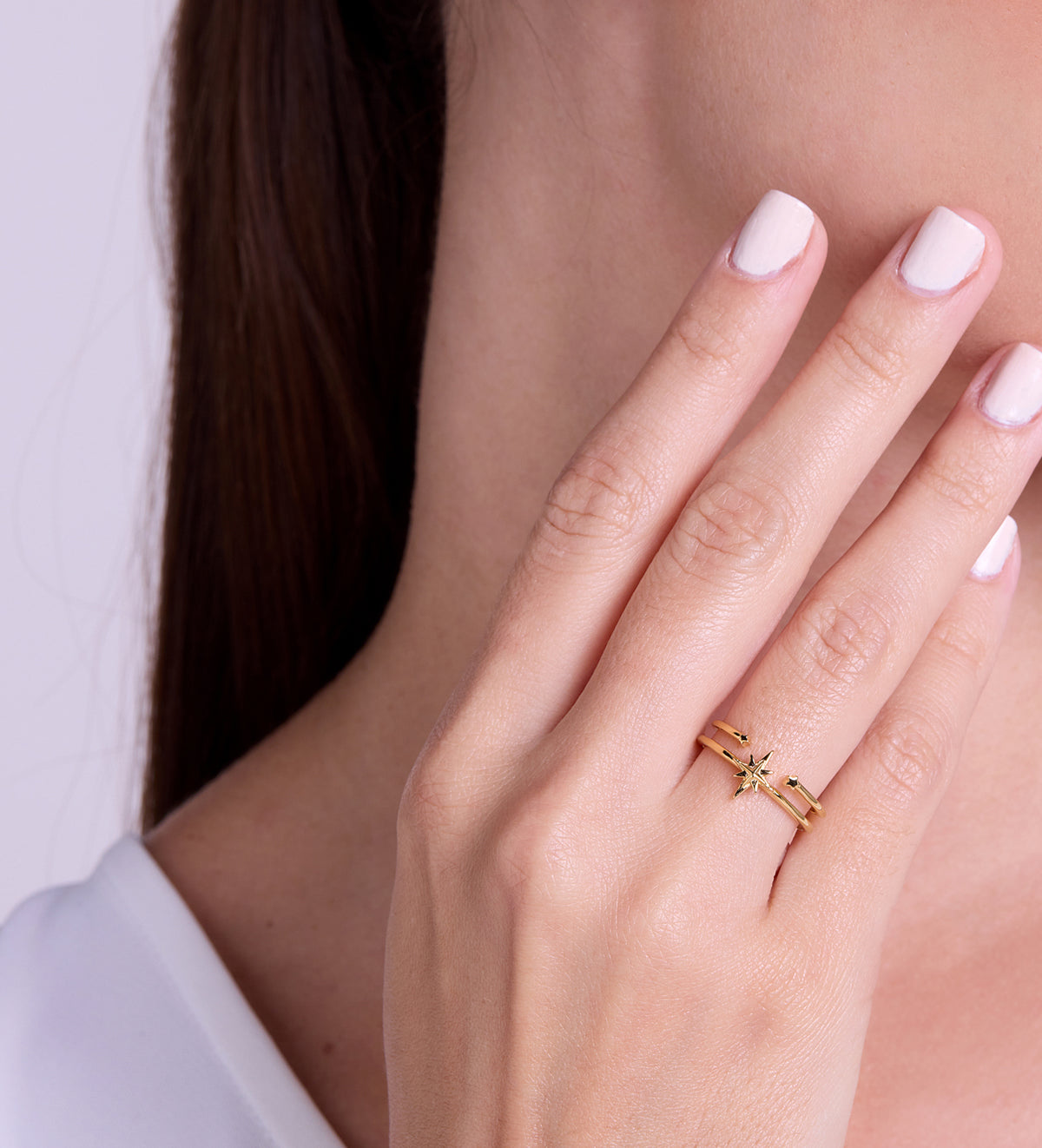 Double Band Starburst Ring in 18k Gold Plating on 925 Silver - Ash & Harry