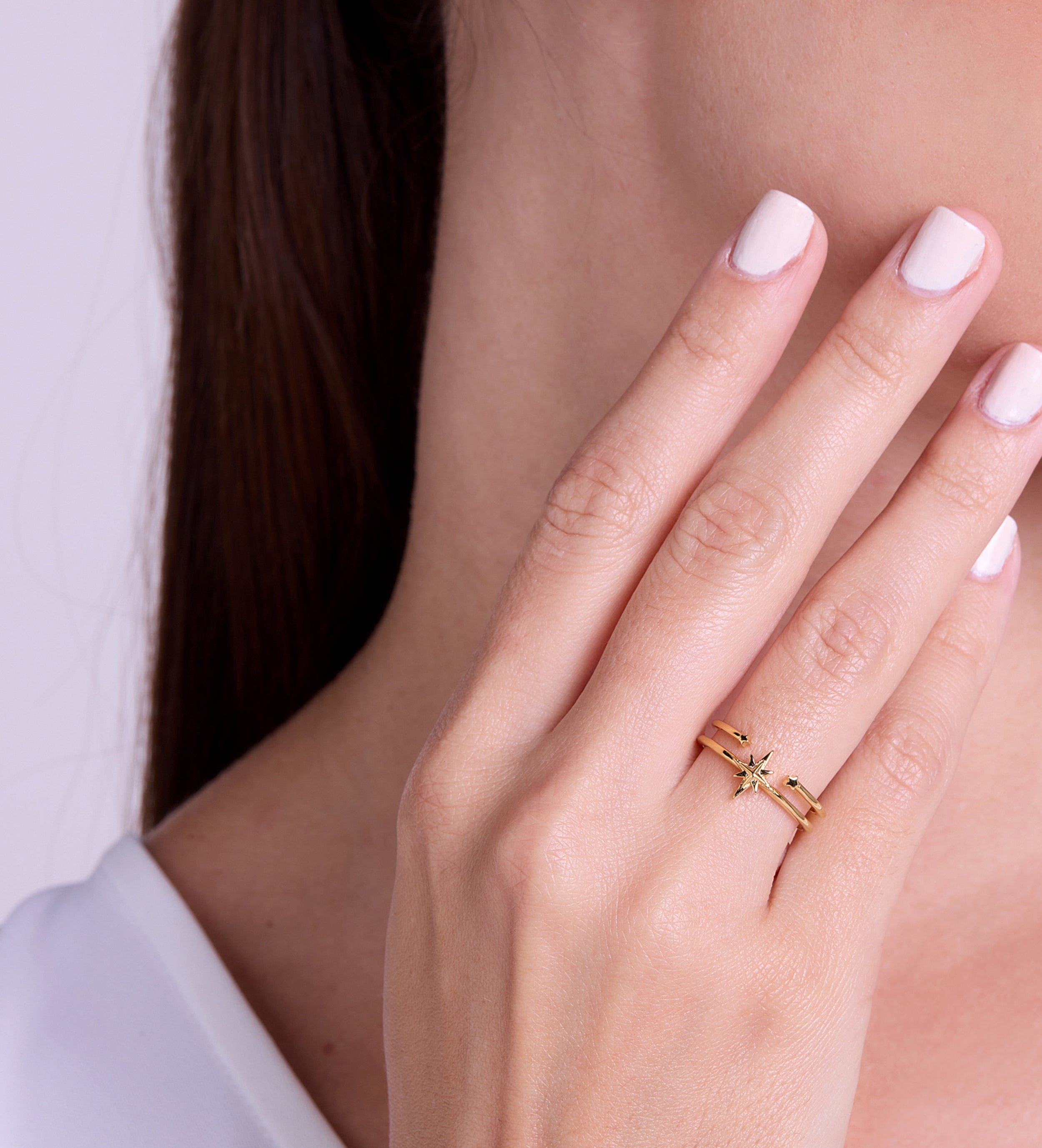 Double Band Starburst Ring in Gold