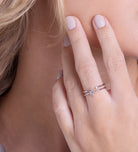 Double Band Starburst Ring in Silver