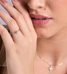 Double Band Starburst Ring in Silver