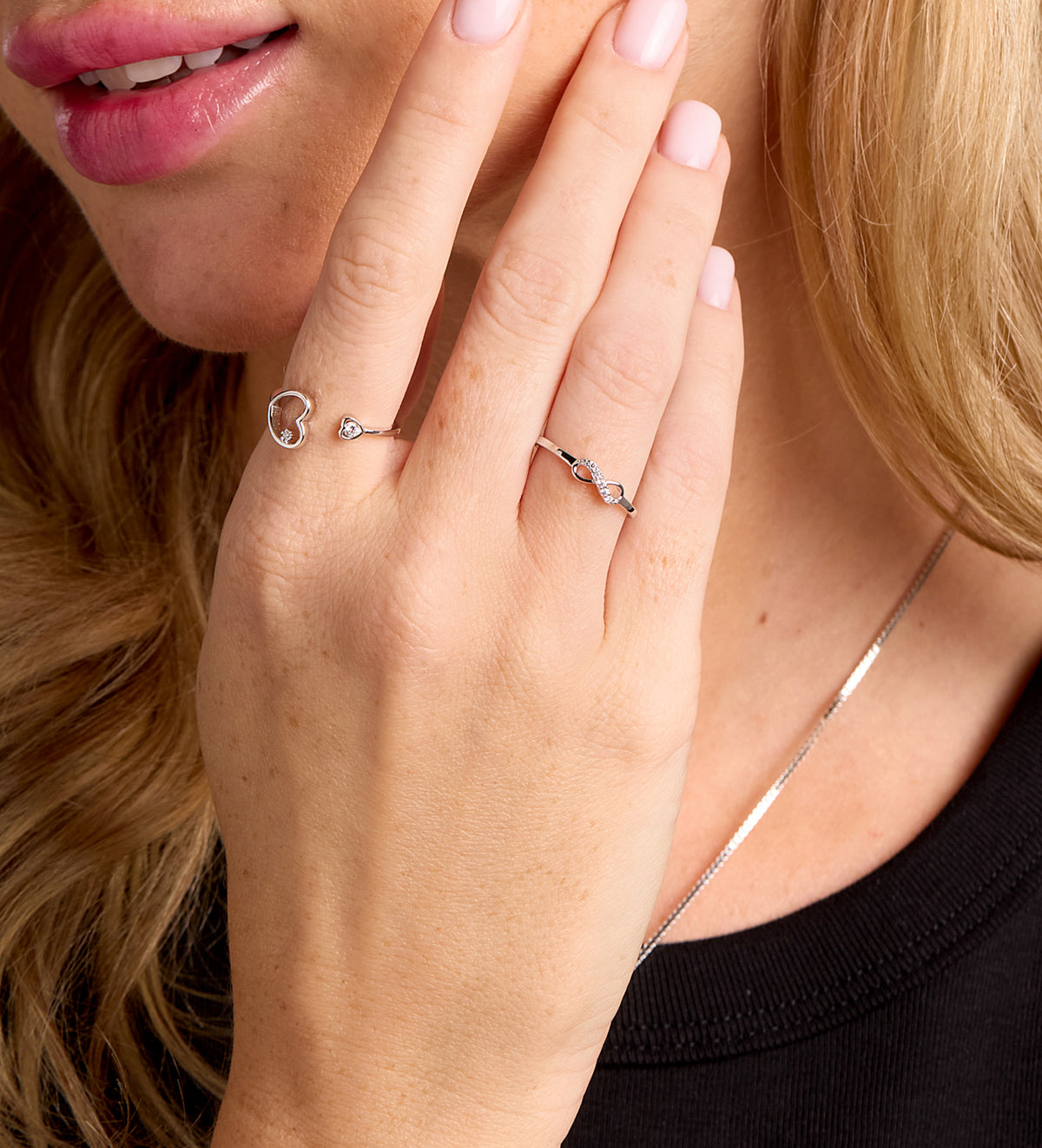 Heart to Heart Ring in Rhodium Plating on 925 Silver - Ash & Harry
