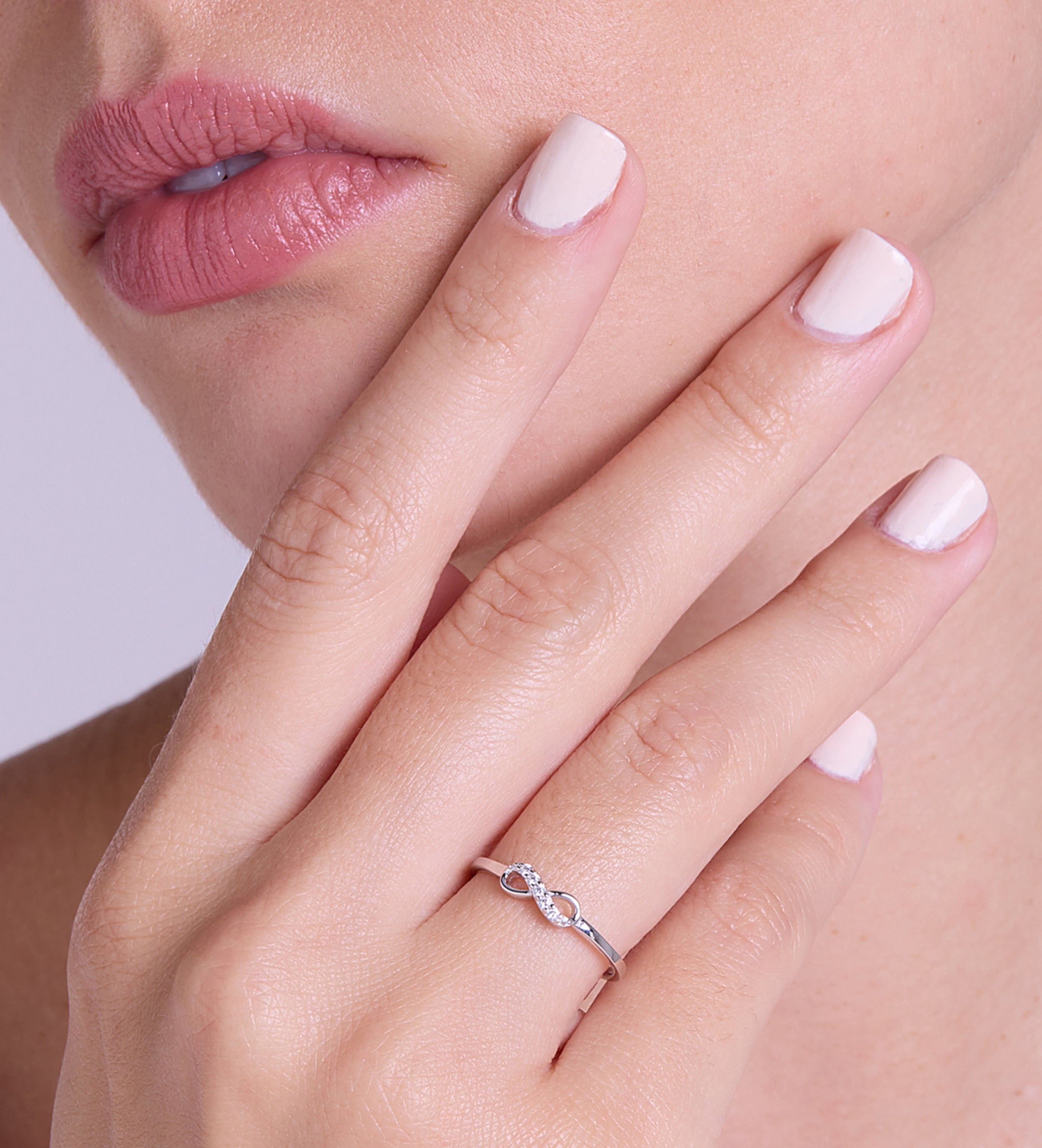 Mini Infinity Pave Ring in Silver