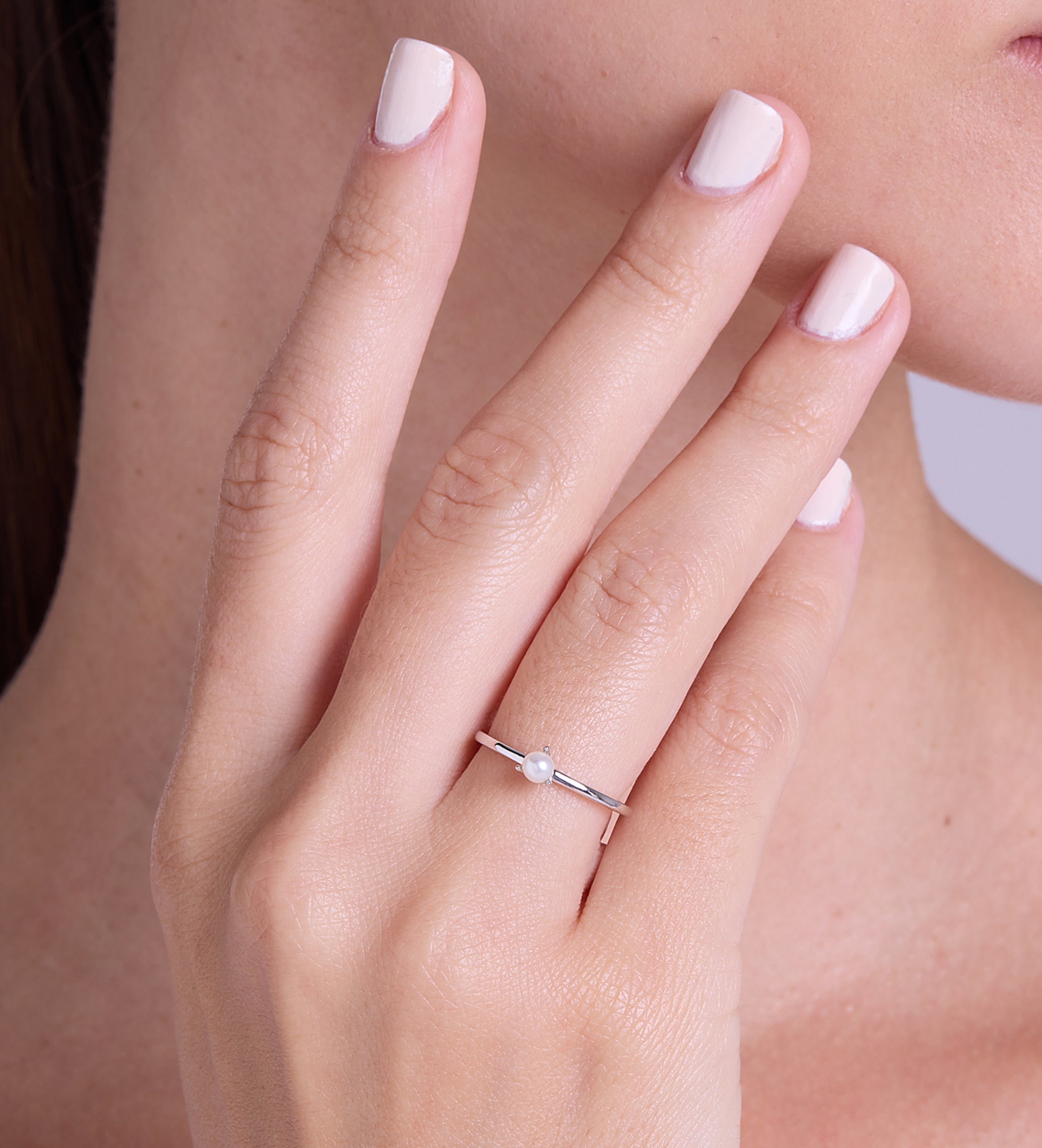 Pearl Stacker Ring in Silver