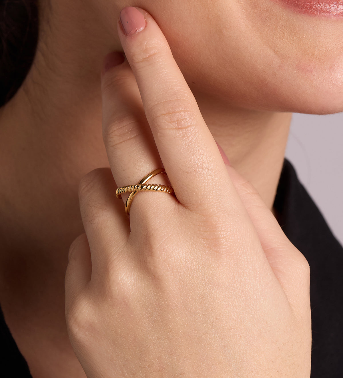 Intertwined Duo Ring in 18k Gold Plating on 925 Silver - Ash & Harry