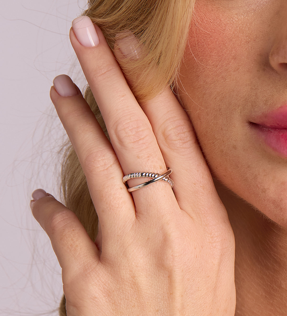 Intertwined Duo Ring in Rhodium Plating on 925 Silver - Ash & Harry
