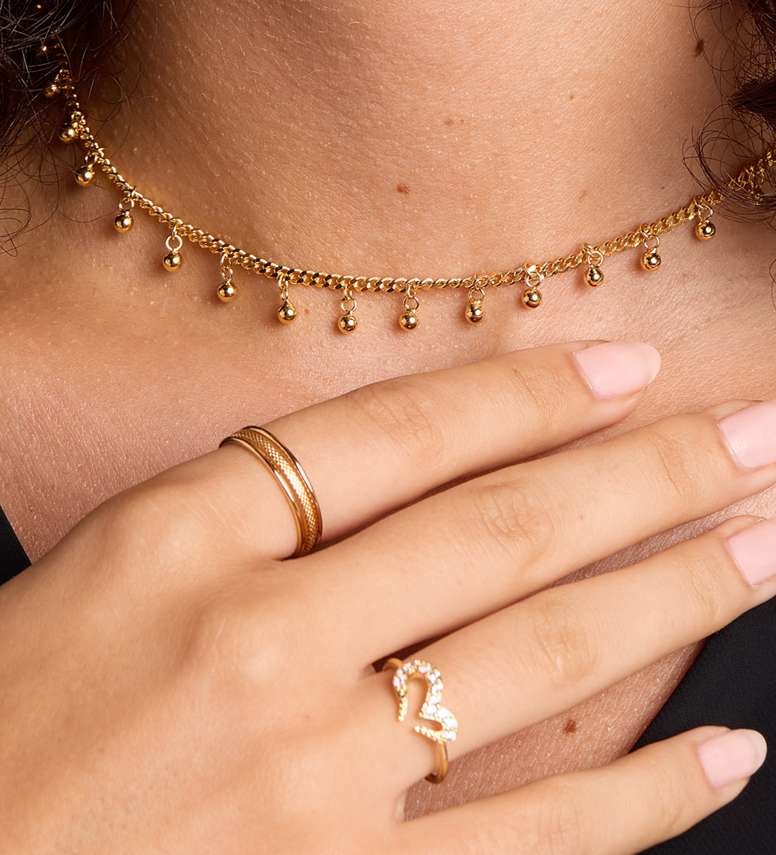 Textured Triple Stacking Ring in Gold