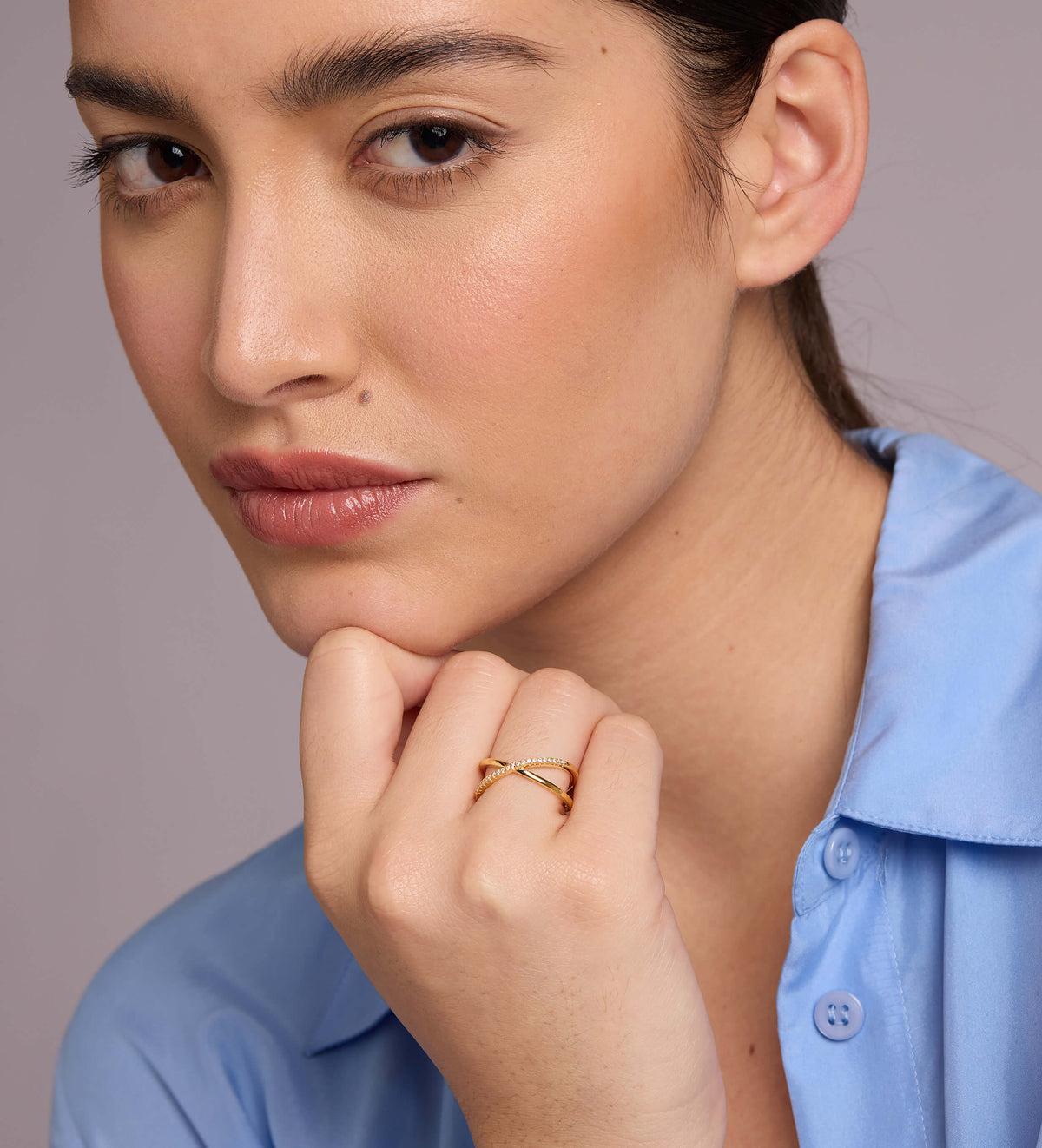 X Ring in 18k Gold Plating on 925 Silver - Ash & Harry