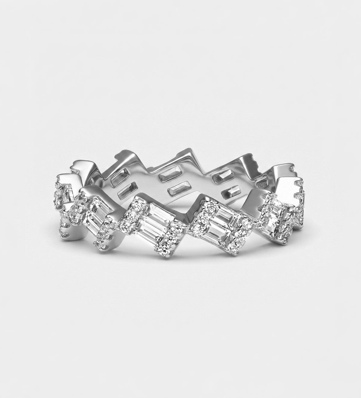 Ziggy Eternity Ring in 925 Silver with High Quality Simulated Diamonds - Ash & Harry