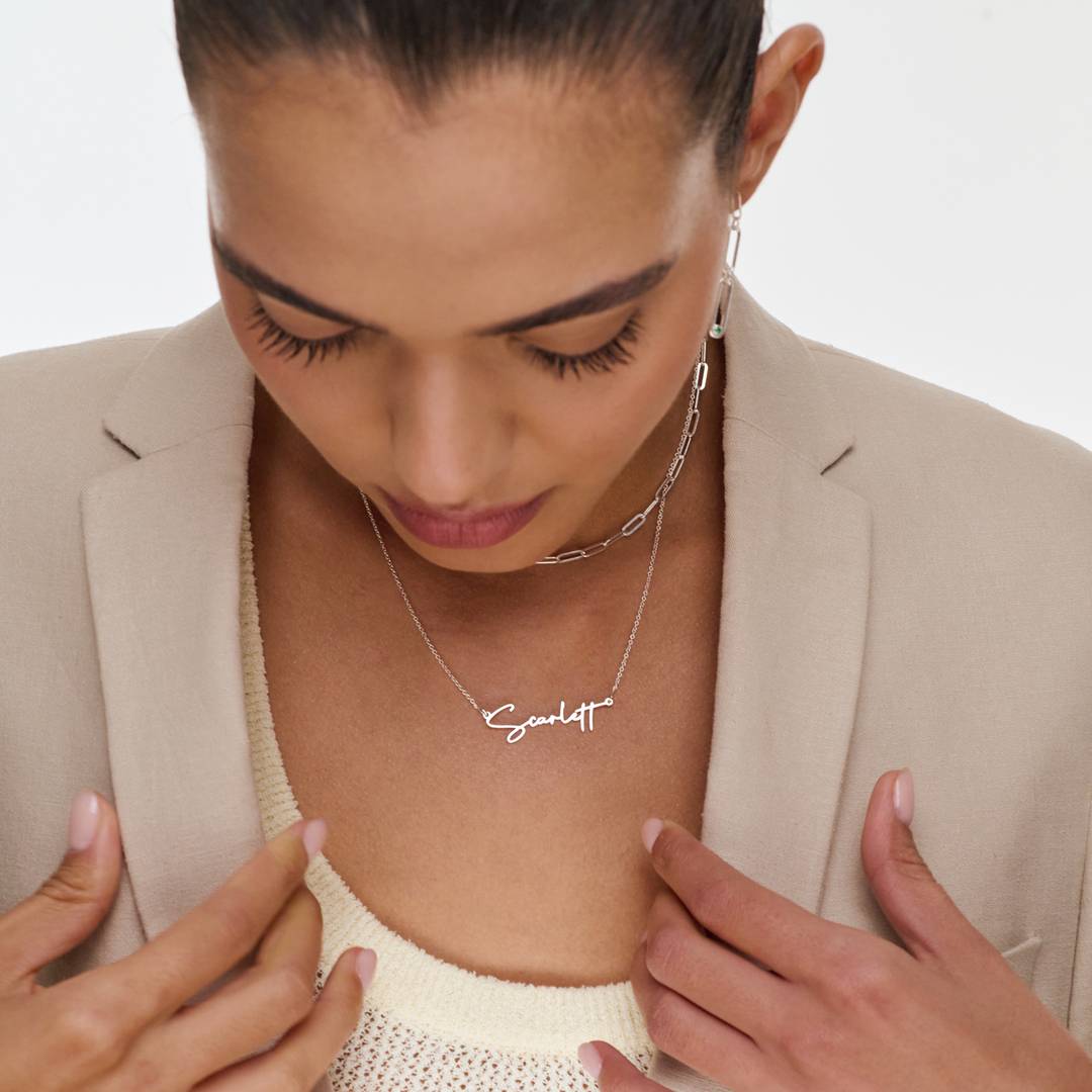Signature Script Name Necklace - Sterling Silver