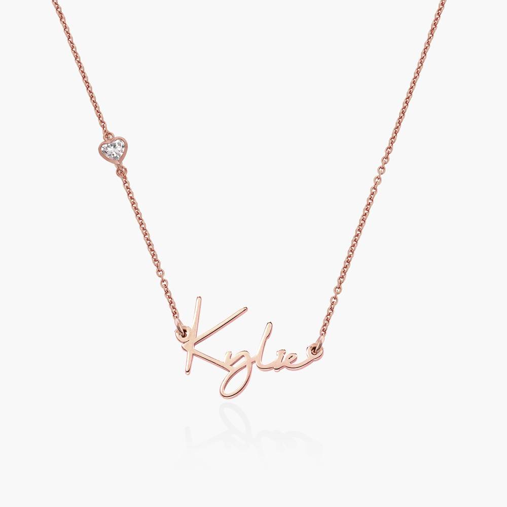 Signature Script Name Necklace With 0.2CT Diamond - 18K Rose Gold Vermeil