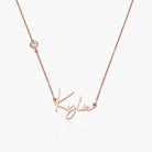 Signature Script Name Necklace With 0.2CT Diamond - 18K Rose Gold Vermeil