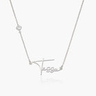 Signature Script Name Necklace With 0.2CT Diamond - 14K White Gold