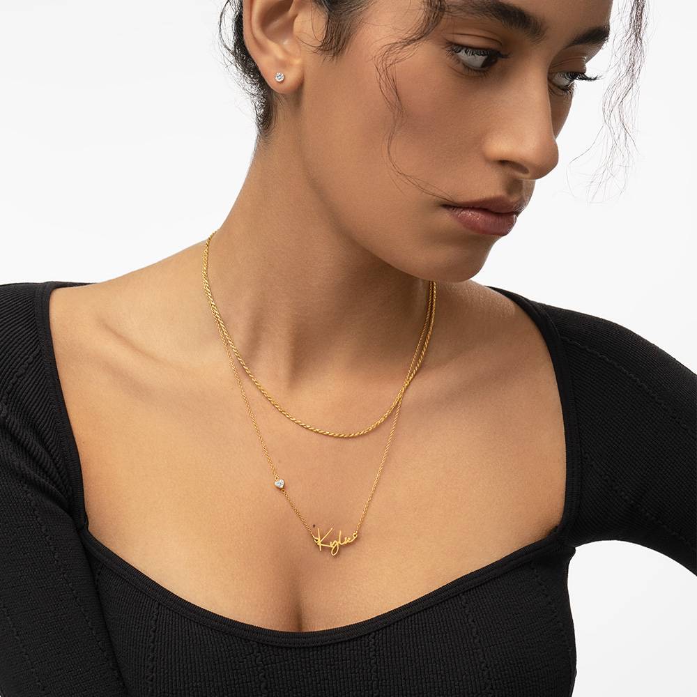 Signature Script Name Necklace With 0.2CT Diamond - 18K Gold Vermeil