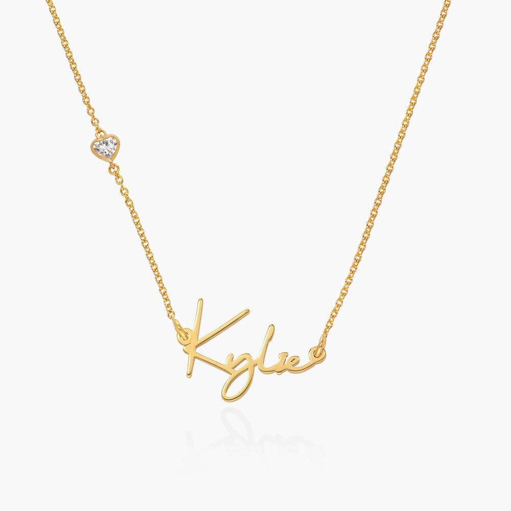 Signature Script Name Necklace With 0.2CT Diamond - 18K Gold Vermeil